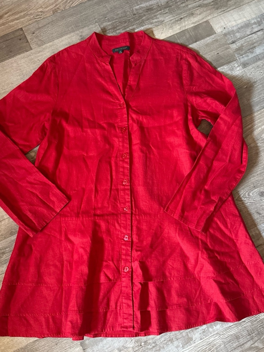 For Cynthia Vibrant Red Button-Front Dress size M